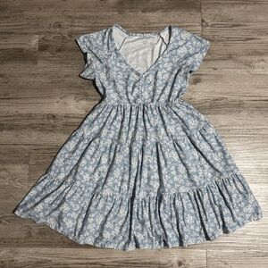 No Boundaries Blue Floral Tiered Midi Dress size M